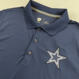 Dallas Cowboys NFL Training Polo Shirt Mens‎ Medium Navy Nike Dri-FIT On Field